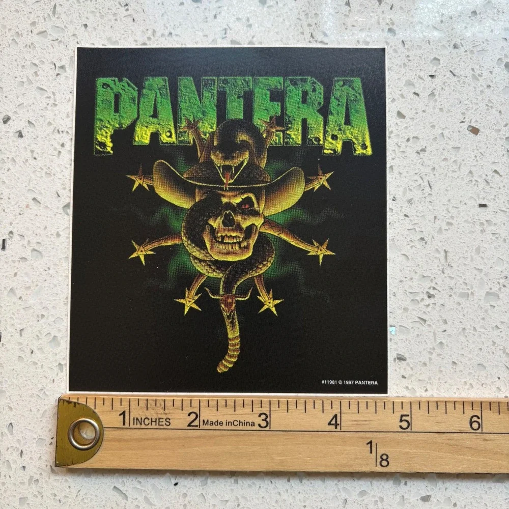 RARE Pantera Sticker Vintage 1997 Snake Skull Cowboy Hat Black 90s Metal